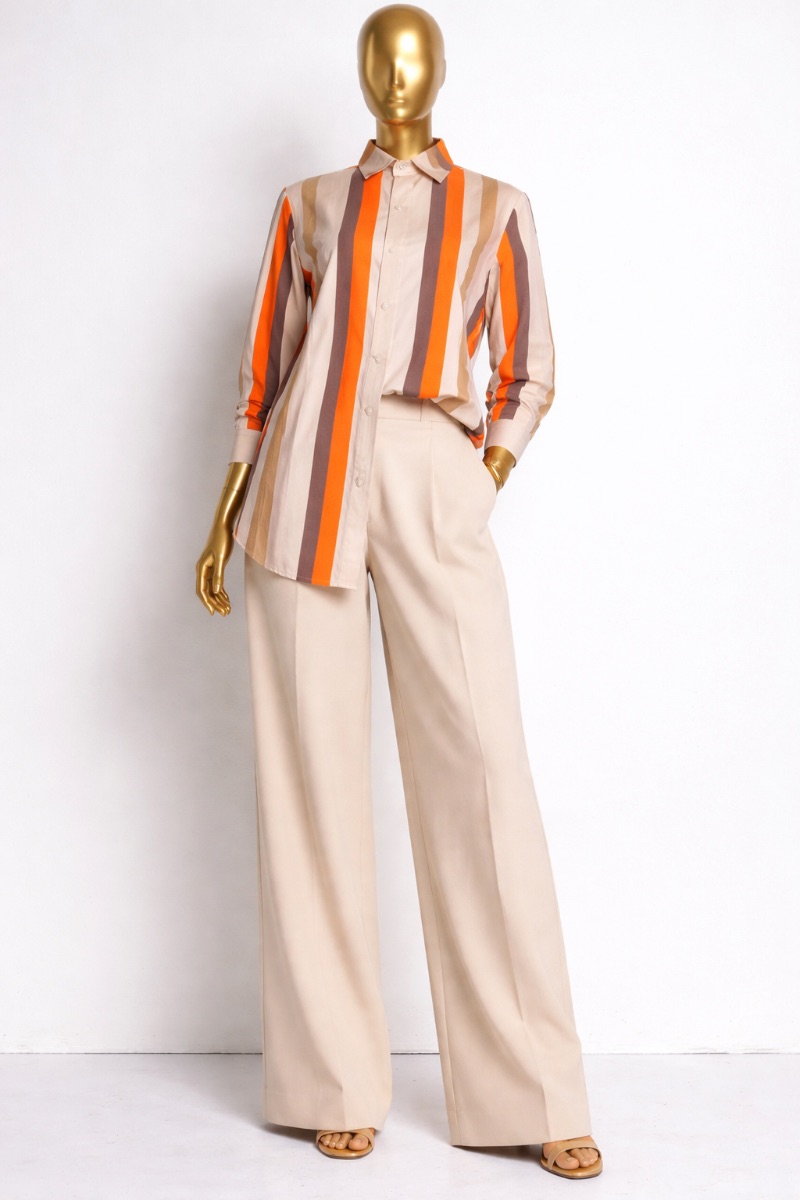 Ensemble pantalon bas large et chemise