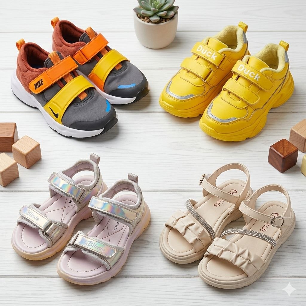 des chaussures de friperie pour enfants